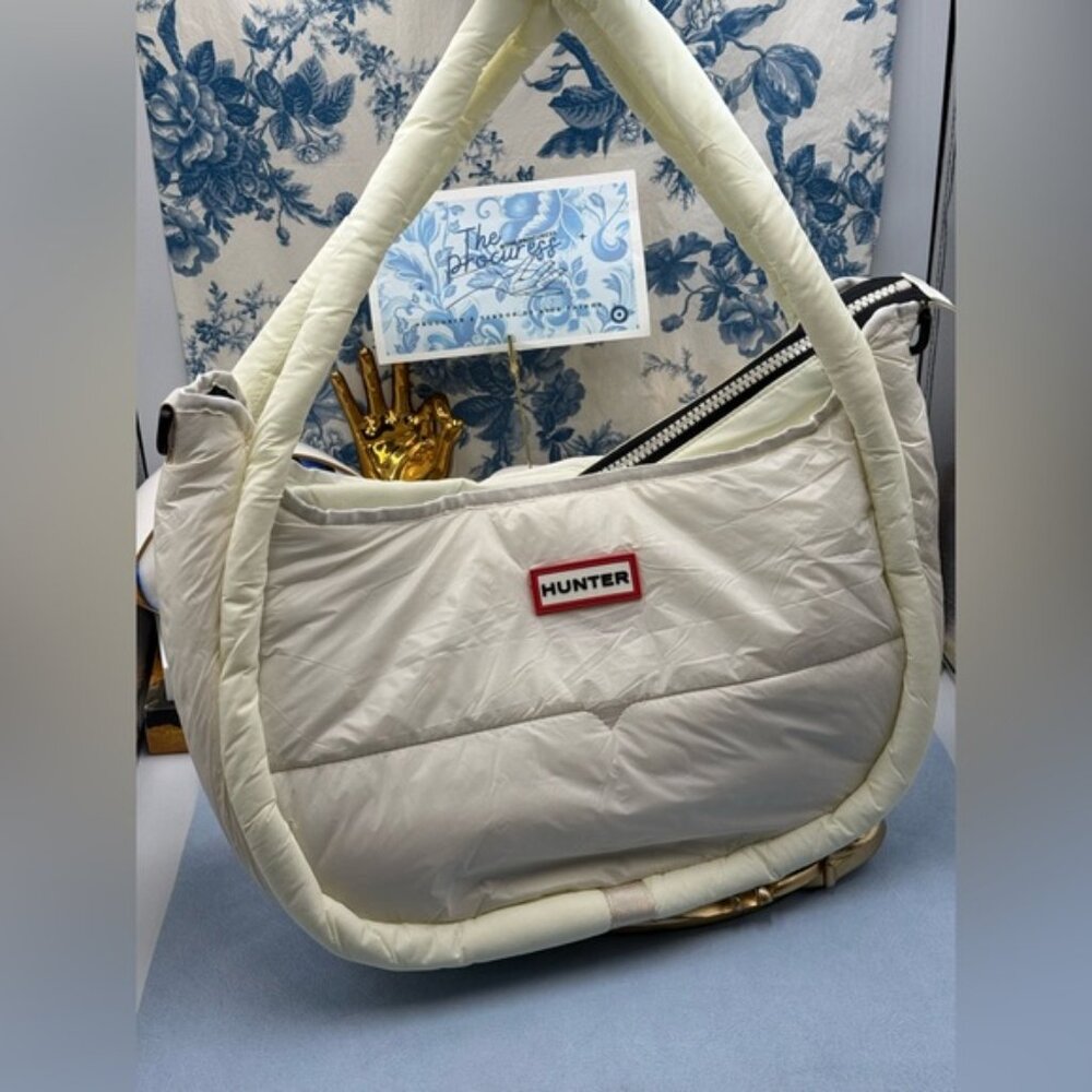 🆕 HUNTER 🧿 NWOT Large Framed Puffer Bag, White *MISSING CROSSBODY STRAP* - Picture 2 of 14
